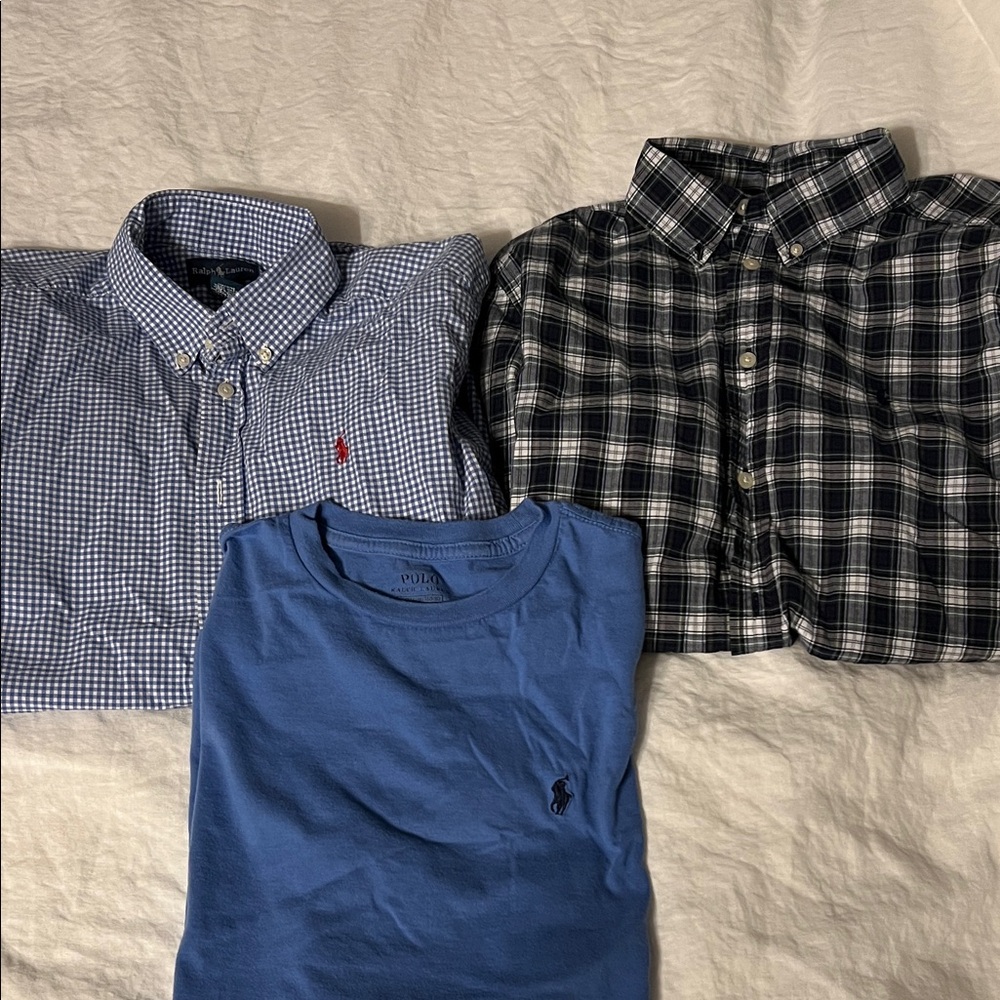 Polo by Ralph Lauren Blue Plaid & Solid Casual Button-Down Shirts